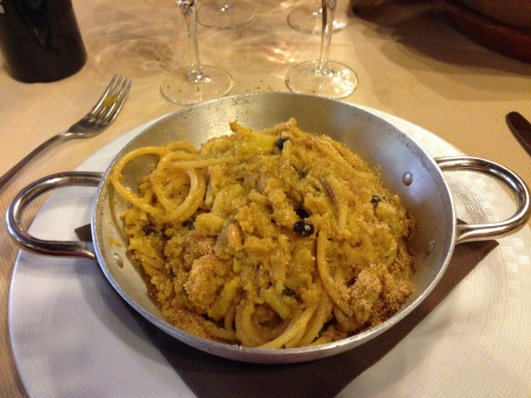 Bucatino con broccolo in tegame